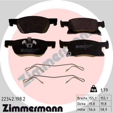 Zimmermann Bremsbelagsatz, Scheibenbremse 22342.198.2 FüR Opel-image