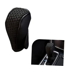 Car Gear Shift Cover, Leather Gear Shift Knob Cover, Anti-Slip Waterproof Black