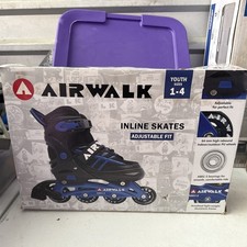 Airwalk Youth Inline Skates Abec-5 - Black Blue Adjustable Size 1-4