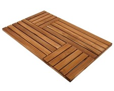 Teak Wood Bath Mat, 32 x 20 inch Large Wooden Shower 32" x 20" Rectangular