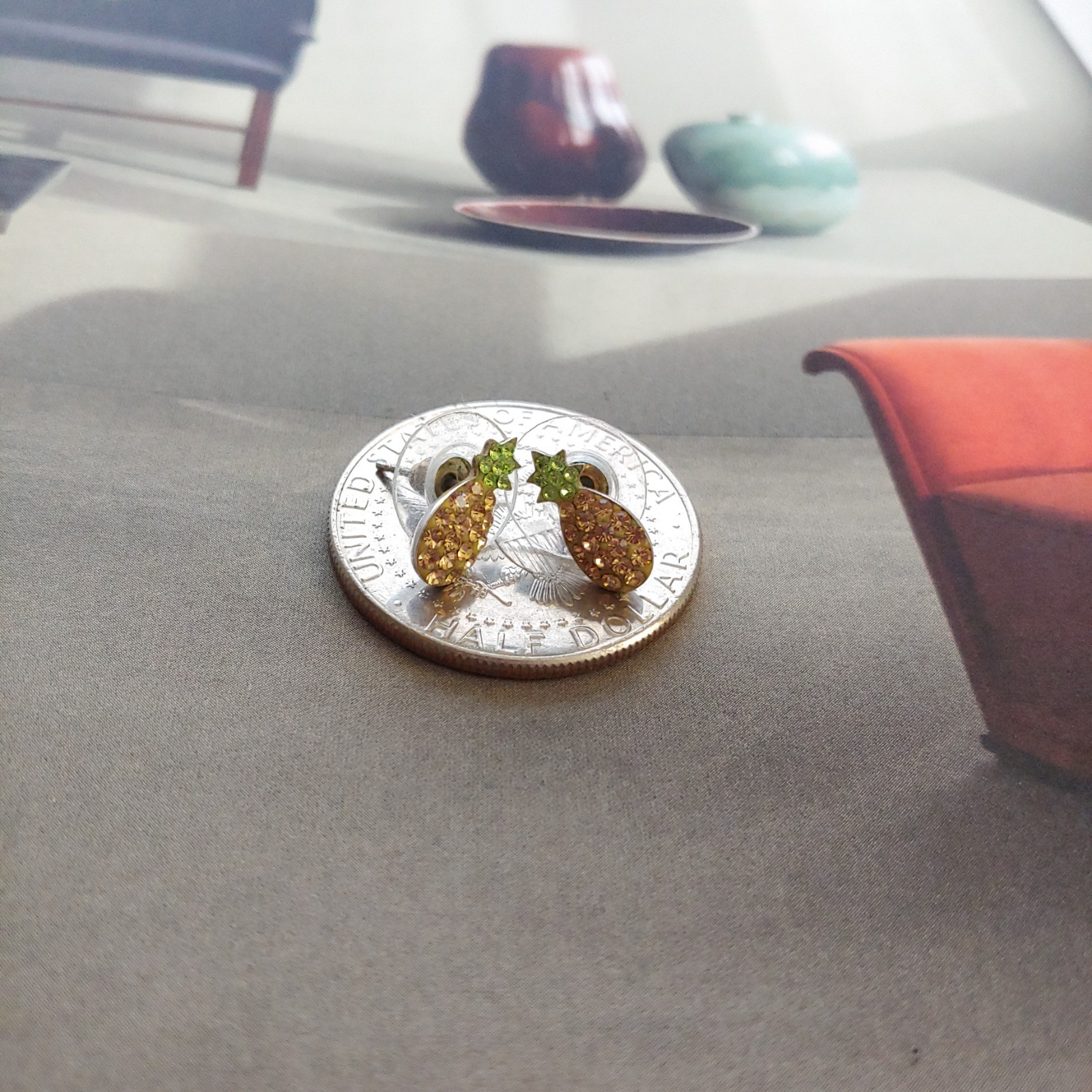 Silver Treasures Tiny Pineapple Multi Color Cryst… - image 2