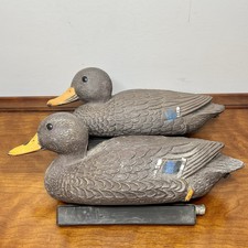 2 Vintage Flambeau Plastic Styrofoam Floating Duck Decoy Mallard Hunting 15”