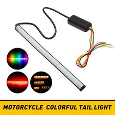 Flexible Motorcycle Tail License Plate Light Strip Brake Turn Signal Amber Red