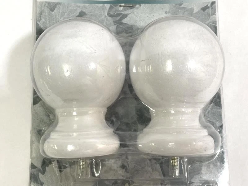 Lote de 2 Muelles Moda Ventana Blanco Redondo Madera Poste Extremos 3-5405-1 Foto 3 de 4