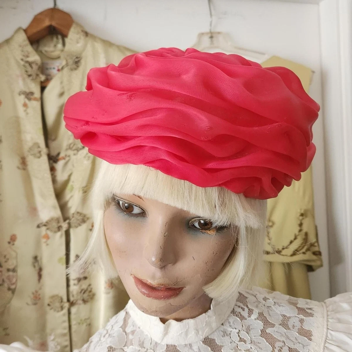Vintage 1960s Pink Tulle Turban Ladies Hat Cocktail Pink 1960s Vintage Hats for Women for sale | eBay main image 3