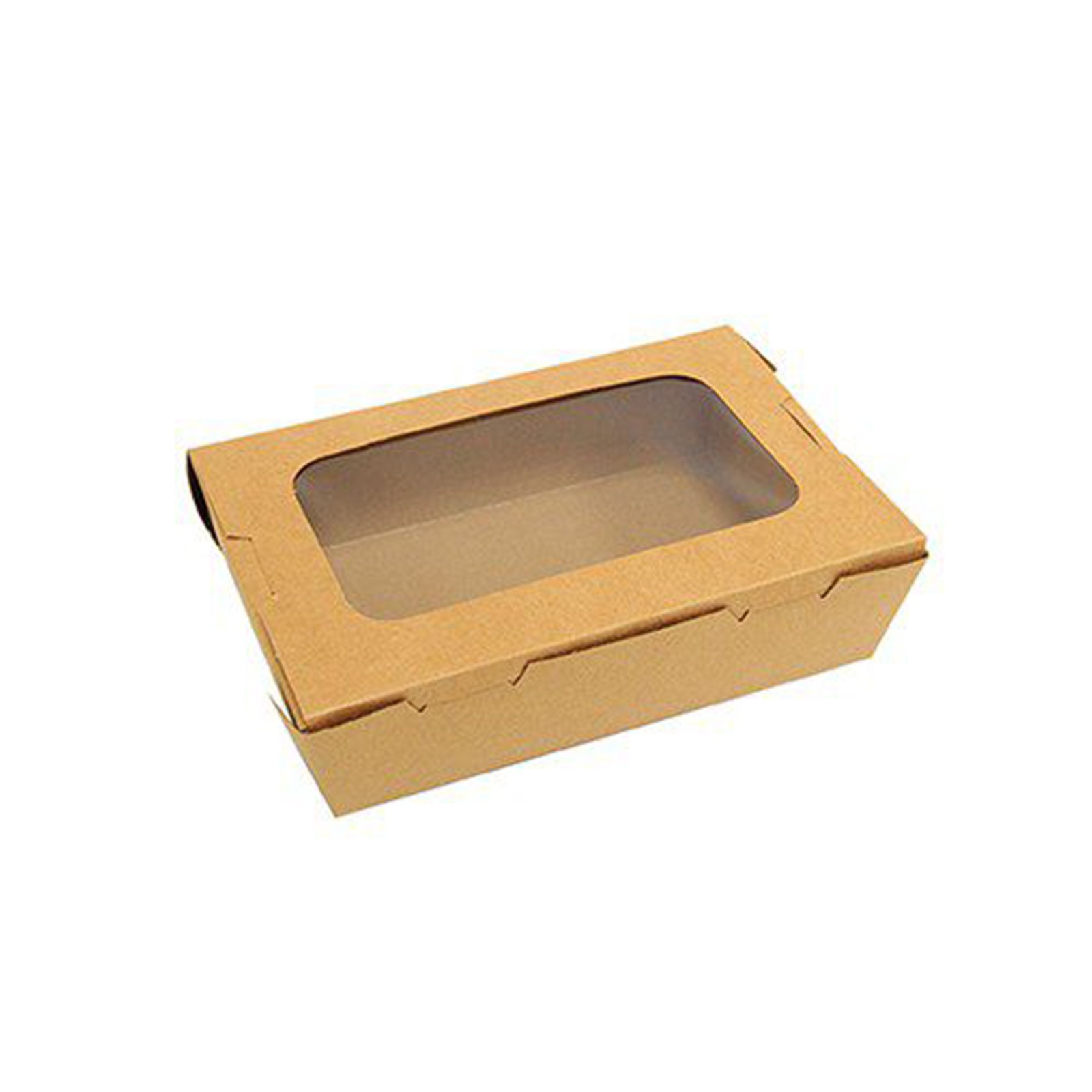 300x Kraft Paper Lunch Box Window 10oz PE Lined Food Container Takeaway Eco