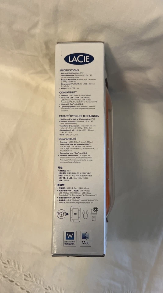 LaCie - Rugged 5TB External USB-C, USB 3.2 Gen 1 Portable Hard Drive - Orange... - Image 4 of 4