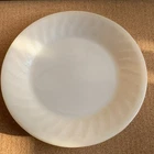3 Vintage Fire King Oven Ware 7.75 White / Ivory Glass Swirl Plate