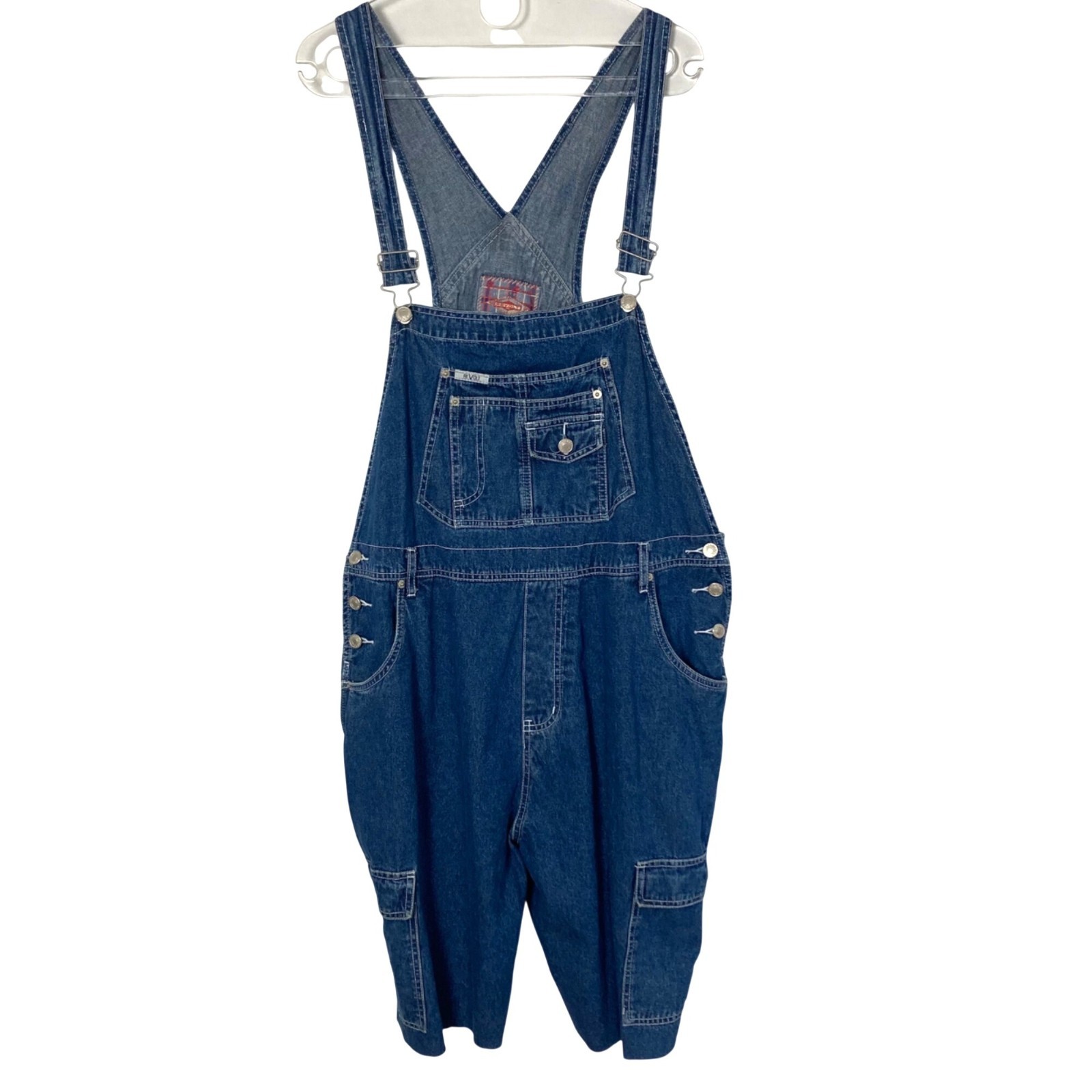 Vintage Revolt Denim Overall Shorts Cutoffs Womens XL Carpenter Baggy Y2K Grunge