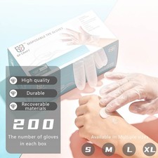 Clear TPE Disposable Gloves Food Service Powder-Free M/L Size 400 Count