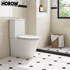 HOROW Stand WC mit Spülkasten & Soft-Close WC-Sitz, Vollkeramik WC,60×37×82cm