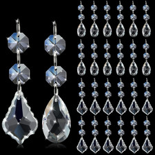 52 Pcs Chandelier Crystal Replacement 38 Mm Teardrop Crystal Prisms Hanging Gems