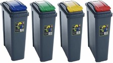 Image of Plastic Recycle Bin With Lid 25L / 50L Rubbish Dustbin Kitchen Garden Waste Bin