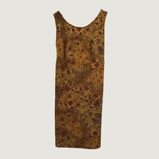 R&K Original Woman Midi Dress Brown Leopard Floral Sleeveless 90s Boho Sheath
