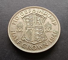 1946 Half Crown - 50% Silver - King George VI - British Coin