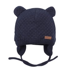 Baby Bear Earflap Beanie Hat Navy 12-18 Months Winter Kids Toddler Earflap Hats