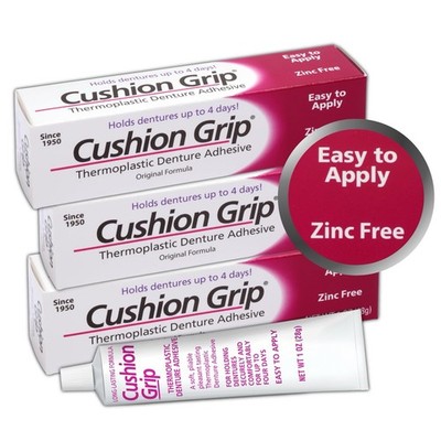 Cushion Grip Soft Pliable Thermoplastic For Refitting Dentures 1 Oz (3-Pack) NEW