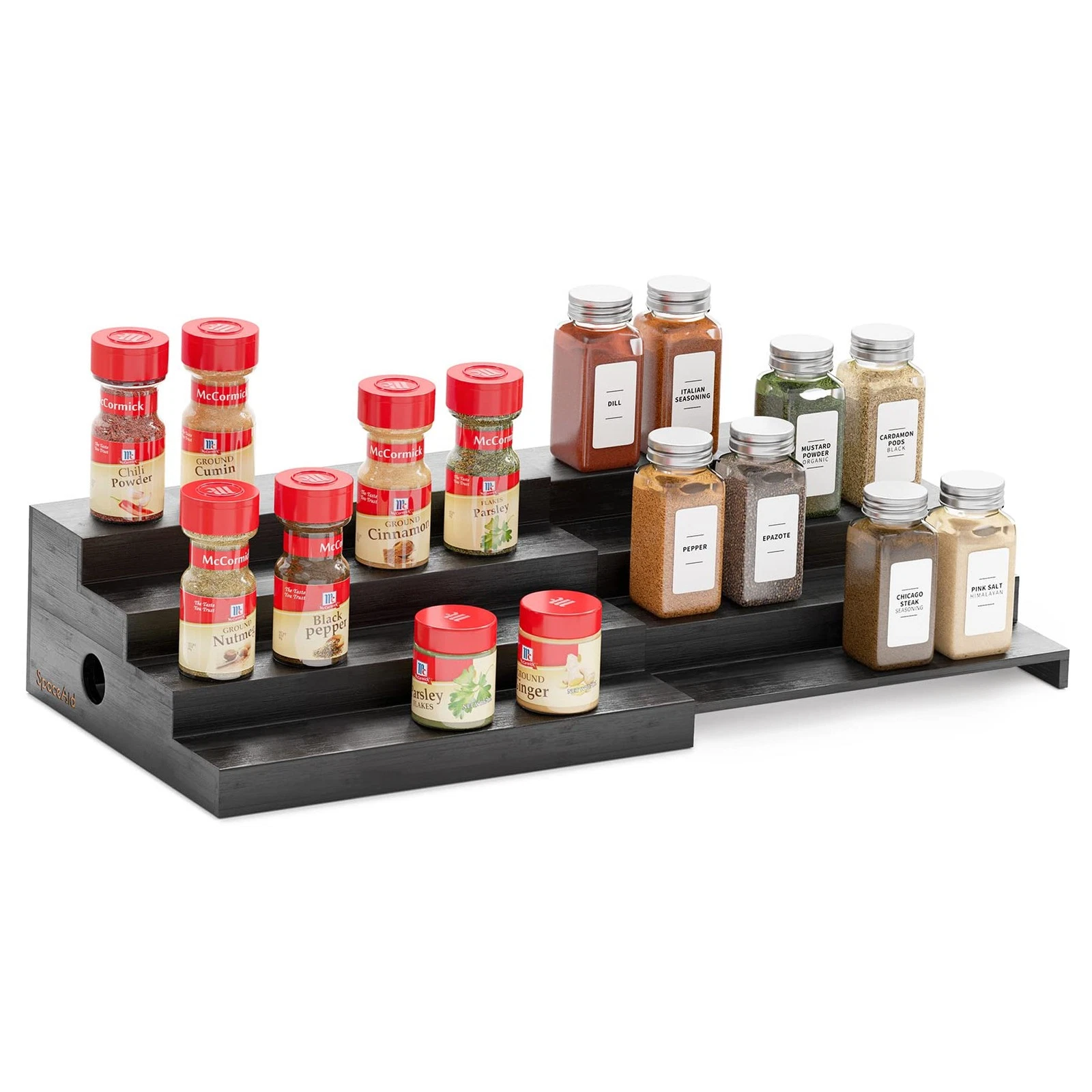 Bamboo Spice Rack Organizer for Cabinet, Kitchen Pantry Spices Storage Rack f...