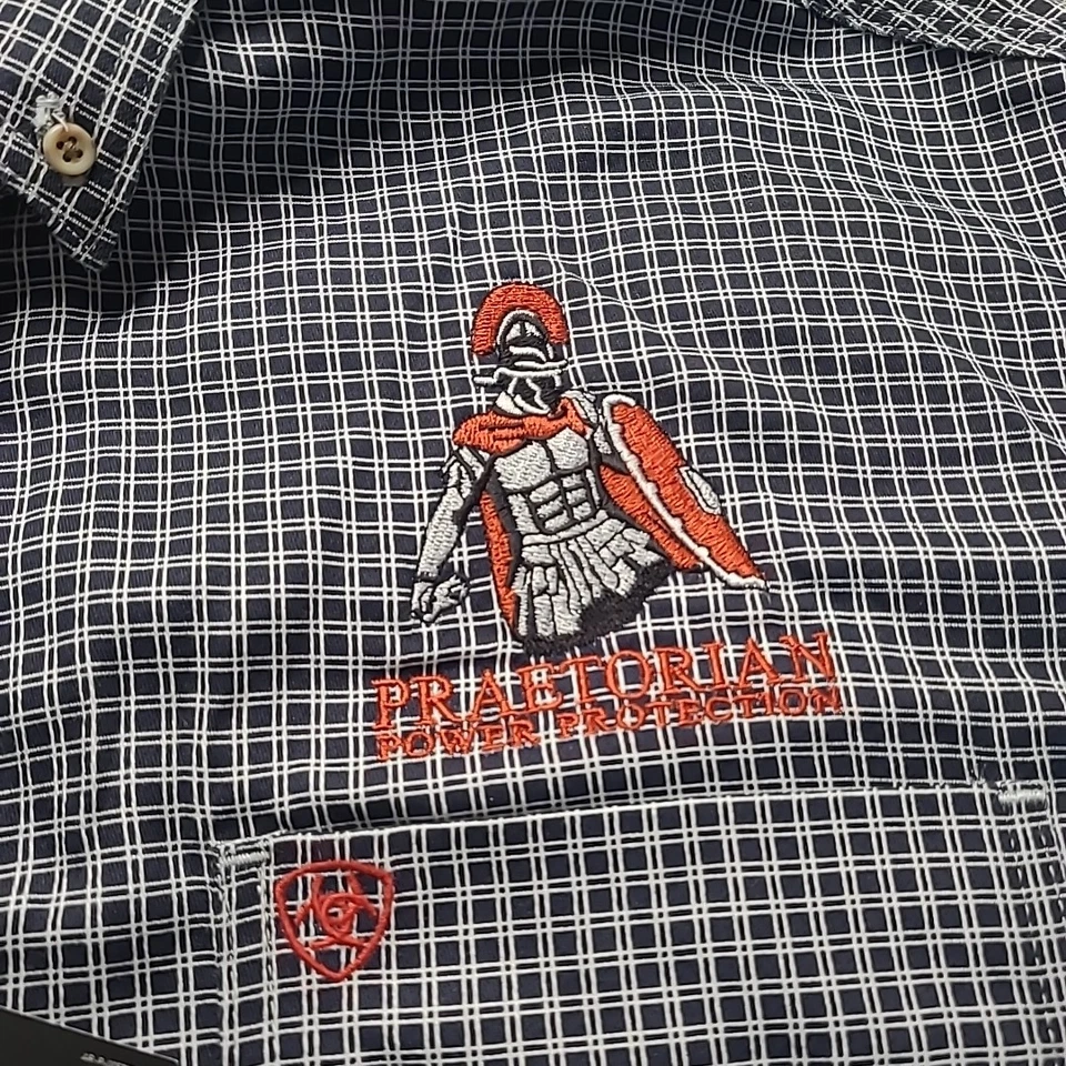 *LOGO* Camisa de Trabajo Ariat FR Cat 2 Manga Larga Azul Cuadros, Abotonada, Talla XL Foto 4 de 4