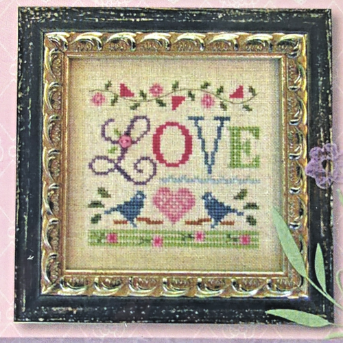 Lizzie & Kate "A Little Love" Cross Stitch Kit | Chart Linen Button & Beads HTF