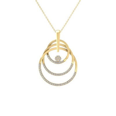 0,5 kt im Labor gezüchteter Diamant 10 K Gelbgold Kreis Anhänger 18 Zoll Silber Kabel Kette
