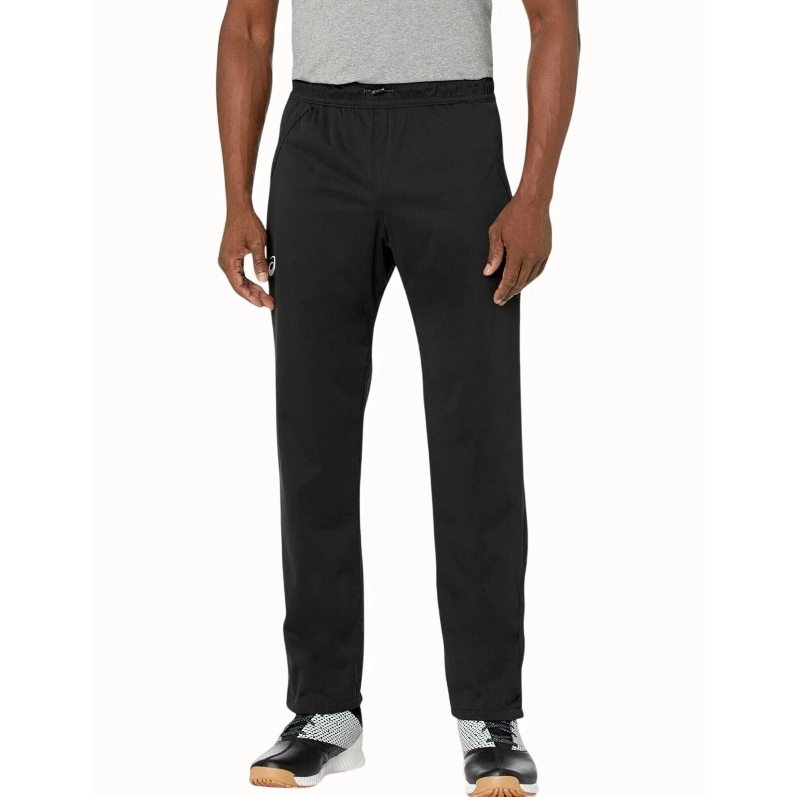 Asics Team Rain Pant Mens 2XL Black Water Resistant Track Pants 2162A138 NEW