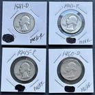 1941 D 1941P 1945P 1960D Silver Washington quarters, Nice Condition CombineShip