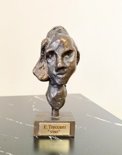 ♥ BRONZO VISO ERNESTO TRECCANI PICCOLA SCULTURA VINTAGE bronzetto multiplo