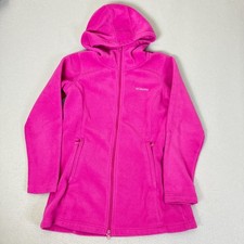 Columbia Girls Pink Hooded Fleece Jacket Full Zip Pockets Size 4/5