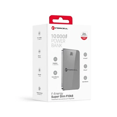 098CB8A Forcell F10k8 Power Bank 10000mah Mag Safe 15w Grey Per Apple Iphone 16 Pro Max