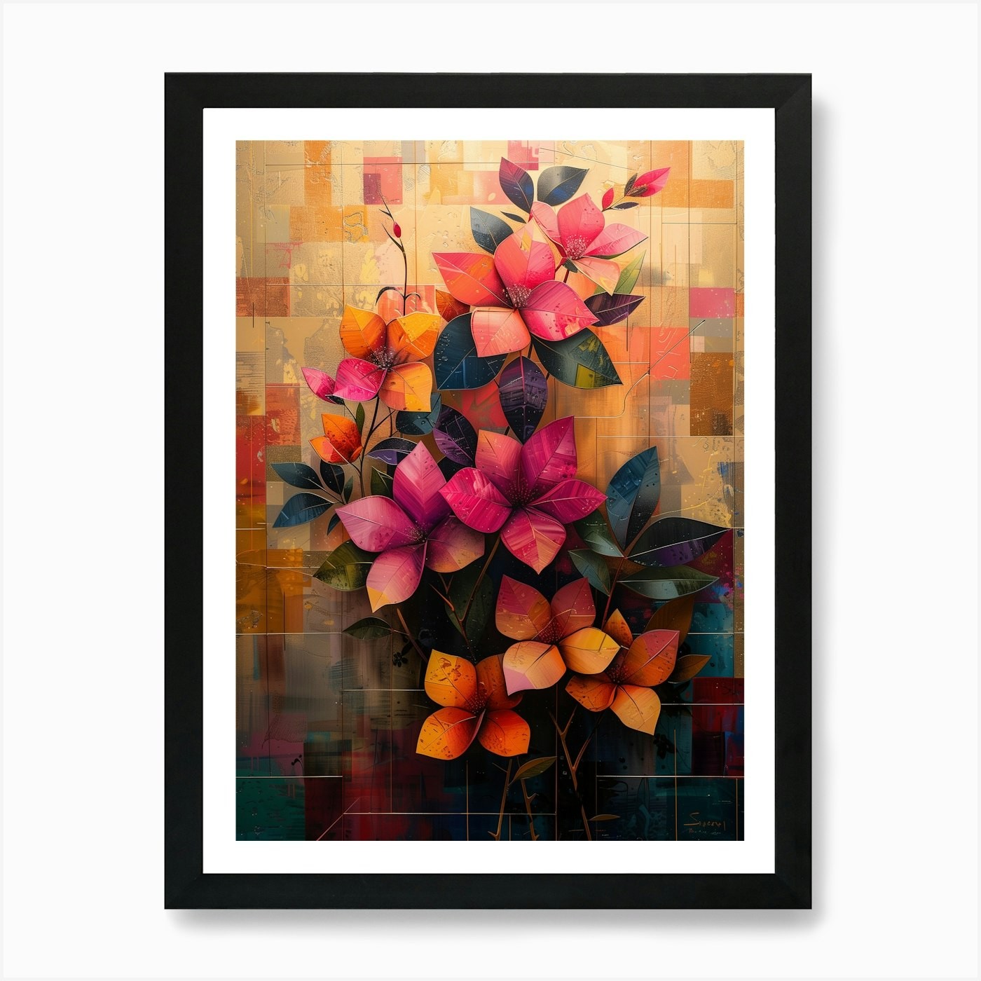 Abstract Floral Painting 2 Art Prin Framed Wall Art Poster Canvas Print Picture