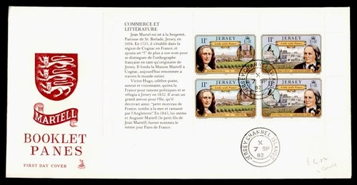 DR WHO 1982 GB JERSEY FDC MARTELL BOOKLET PANE MERCURY CACHET M62082