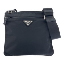 Prada Nylon Tessuto Triangle Logo Messenger Bag Men Black One Size 666034