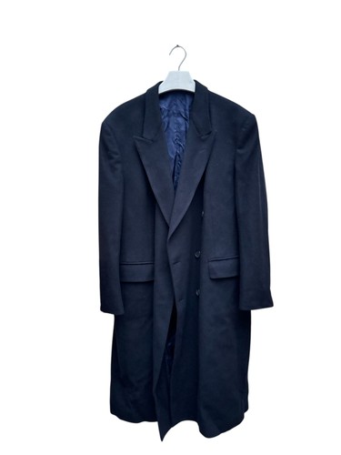 Yves Saint Laurent Black Cashmere Blend Double Breasted Overcoat Size 56 / XL