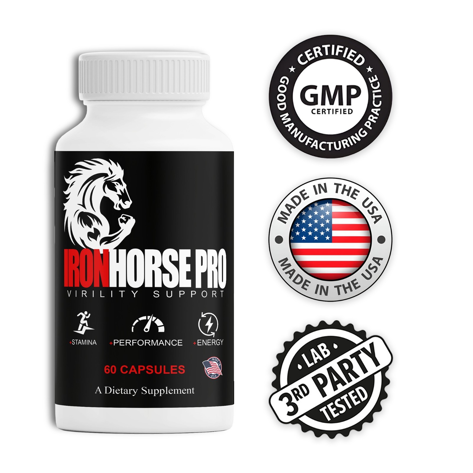 (5 Pack) Iron Horse Supplement, IronHorse Pills for Men, Male Health Support