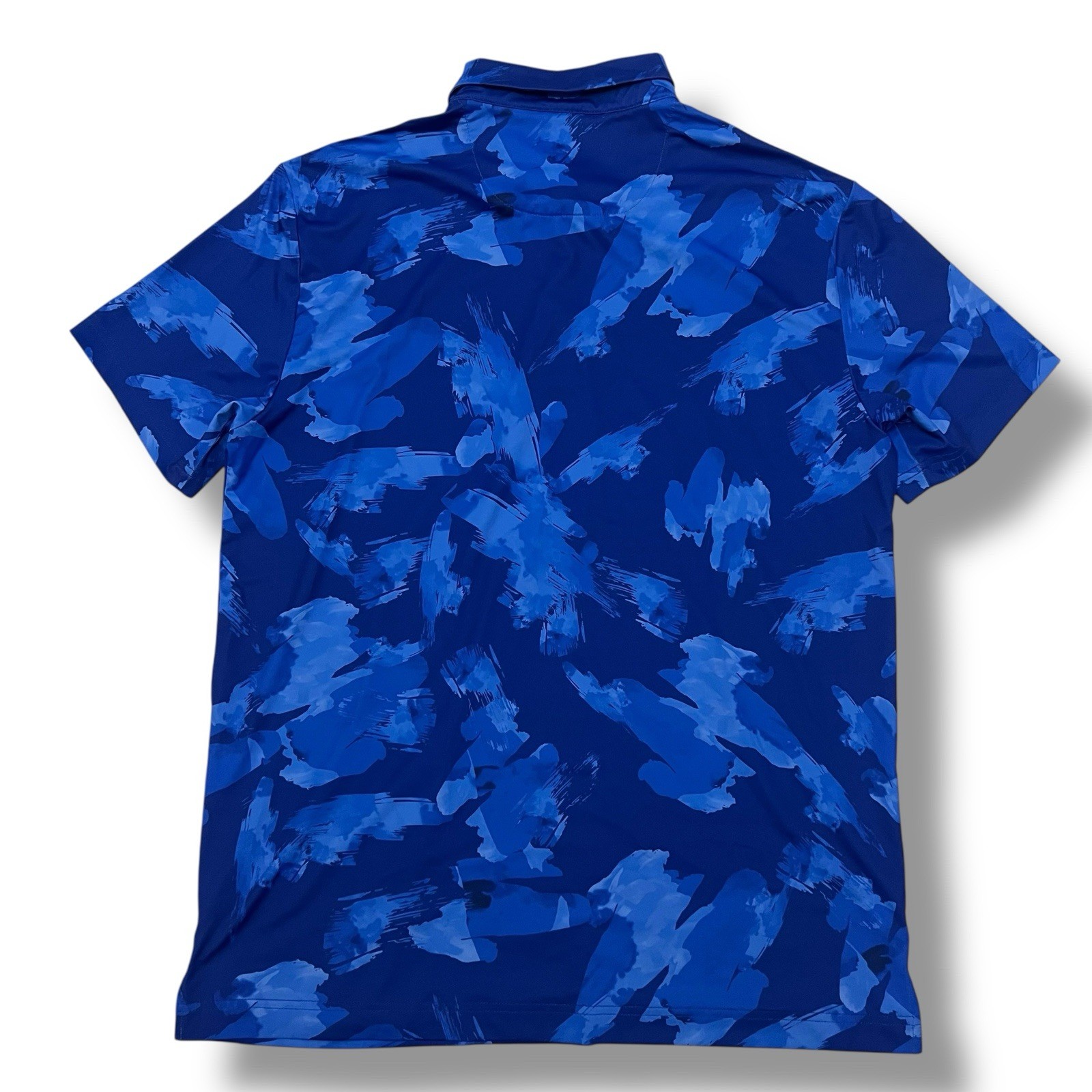 Birdie Bound Golf Polo Shirt Mens Med Blue Abstract Performance Stretch Casual