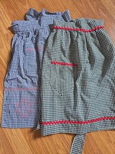 Vtg Lot 2 Half Aprons Gingham Check Handmade Cottagecore Farm Country