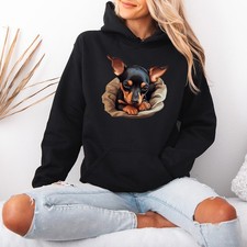 Felpa con cappuccio da donna in miniatura Pinscher Puppy Dog regalo amante...