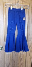 Girls Blue Bell Bottom Pants. Elastic waist. Distressed. Pull on. Size 5t