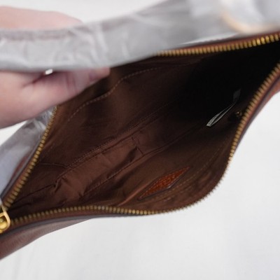 Fossil Cecilia Leather Small Brown Crossbody Bag W/ Gold Tone