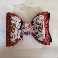 Harry Potter Glitter Bow Red Black White Hair Clip Girls Cartoon Party