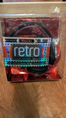 SENTRY RED RETRO HEADPHONES IPOD/IPHONE MP3/COMPUTER. 3.5MM JACK. NEW IN BOX