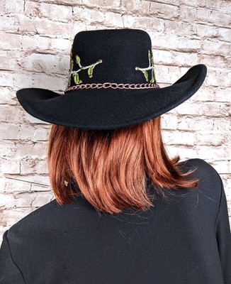 SCALA 100% Wool Felt Western Wear Cowgirl Hat Black Pink  display picture 1