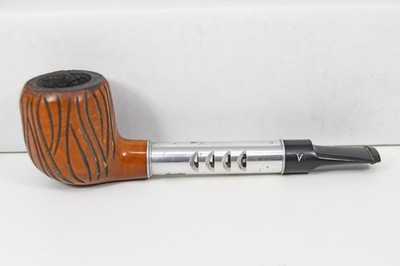 Vintage Medico Ventilator Estate Tobacco Smoking Pipe Zebra Pattern Briar Wood