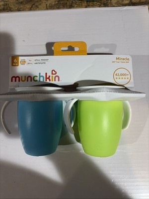  Munchkin Miracle 360 Trainer Cup Green/Blue 7 Oz 2 Count 