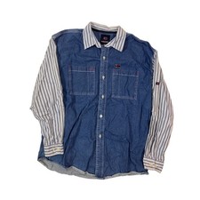 Bugle Boy Vintage Mens Blue Denim Long Sleeve Button Up Shirt Size Large