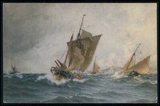 ff art Herman af Sillen ship sail boat original old c1920-1930s postcard