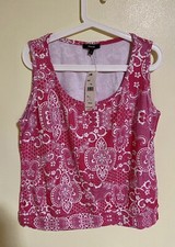 NWT! Grayse Women Floral Sleeveless Top Pink Size L Made in USA MSRP $195