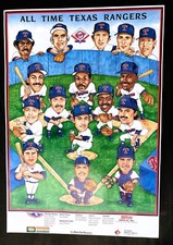 ALL TIME TEXAS RANGERS (16) POSTER NOLAN RYAN IVAN RODRIGUEZ FERGIE JENK...