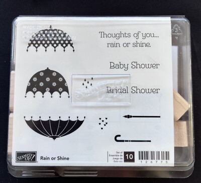 Stampin' Up!, Inc. Retired ''Rain Or Shine'' Set of 10 Stamps #126775 New In Box!
